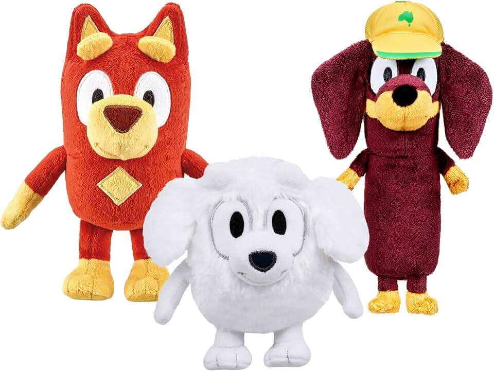 Bluey Friends 3 Pack Plush Toys, Rusty, Lila and Snickers