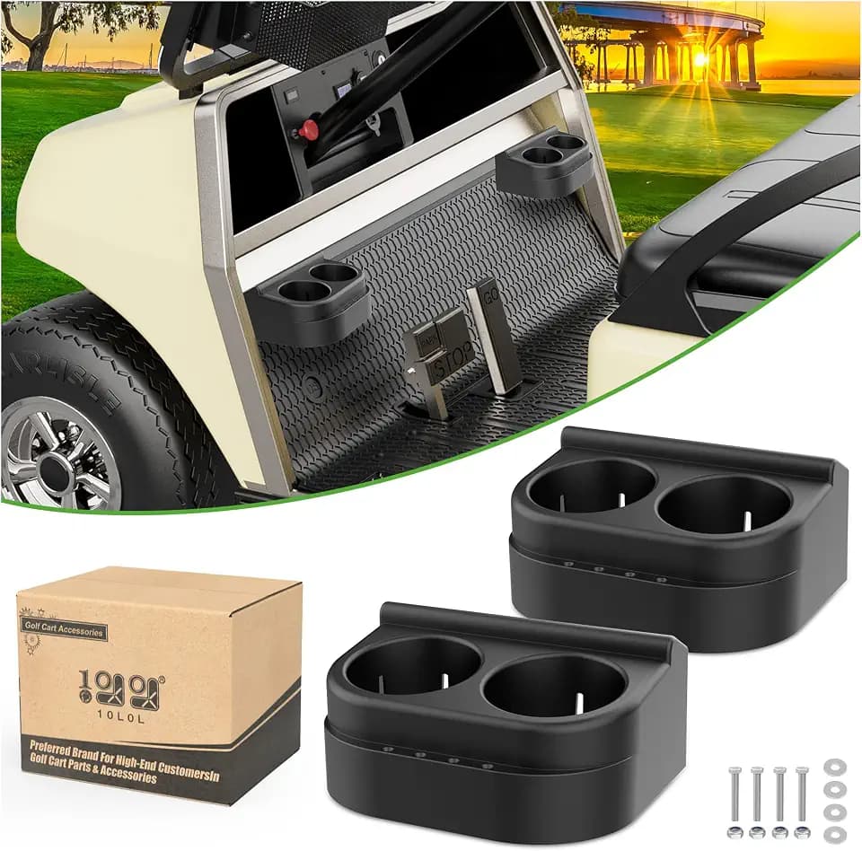 10L0L Golf Cart Cup Holder Kit Dual for Club Car DS 1993-Up Models Gas & Electric Golf Cart, OEM 1016811 101708301 (2PCS/Pack)
