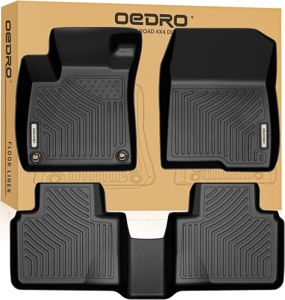 OEDRO Floor Mats Fit for 2018-2022 Honda Accord (Include Hybrid Models), Custom Fit Honda Accord Floor Mats Set, All Weather TPE Car Liners, 1st and 2nd Row Set