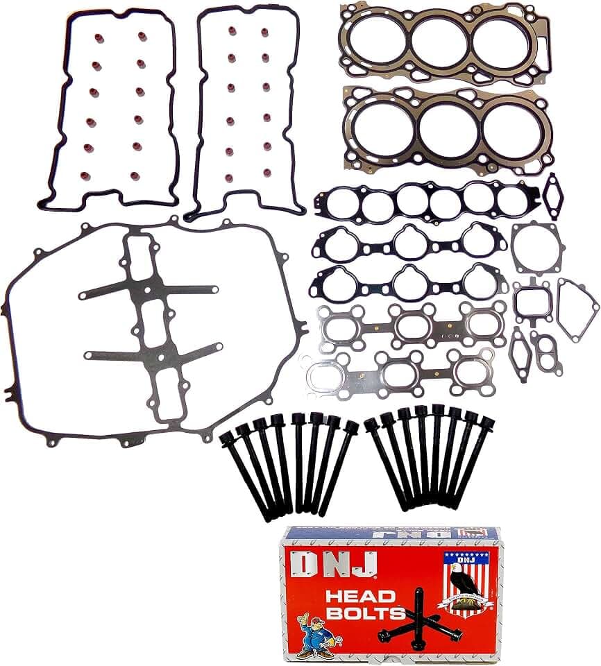 DNJ HGB646 Engine Cylinder Head Gasket Set with Head Bolt Kit, Complete Repair Set for 2003-2008 Infiniti, Nissan 350Z, FX35, G35 3.5L V6 24V DOHC 3498cc