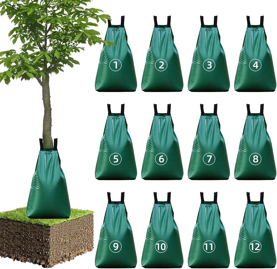 12 Pack 20 Gallon Tree Watering Bags Heavy Duty Slow Release Irrigation Bags for Trees, Reusable Tree Gator Bags for Watering Trees, Durable PVC Tree Water Bags with 5-8 Hour Drip Release Time