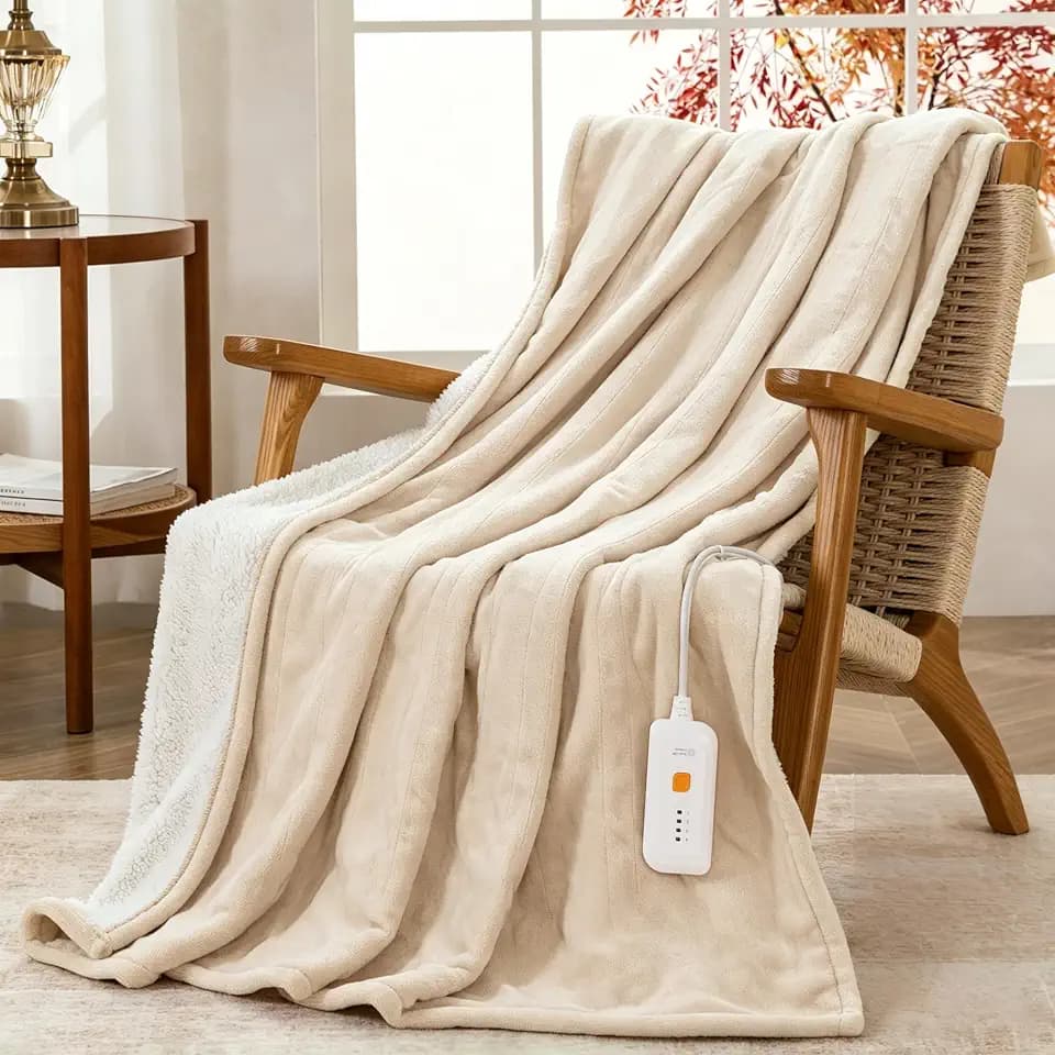 GOTCOZY Heated Blanket-Soft Plush Electric Blanket 50"X60"(Beige)
