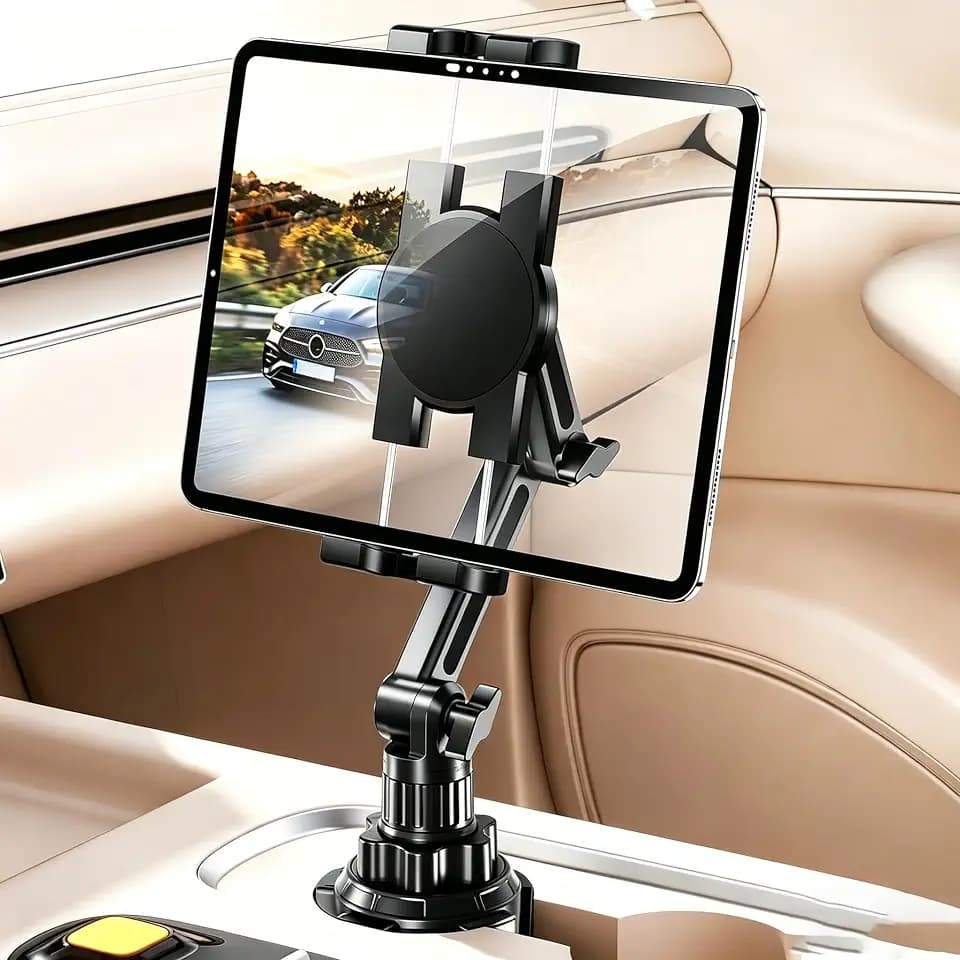 Tablet Holder for Car, Adjustable ipad car mount with Depth Large Clamp