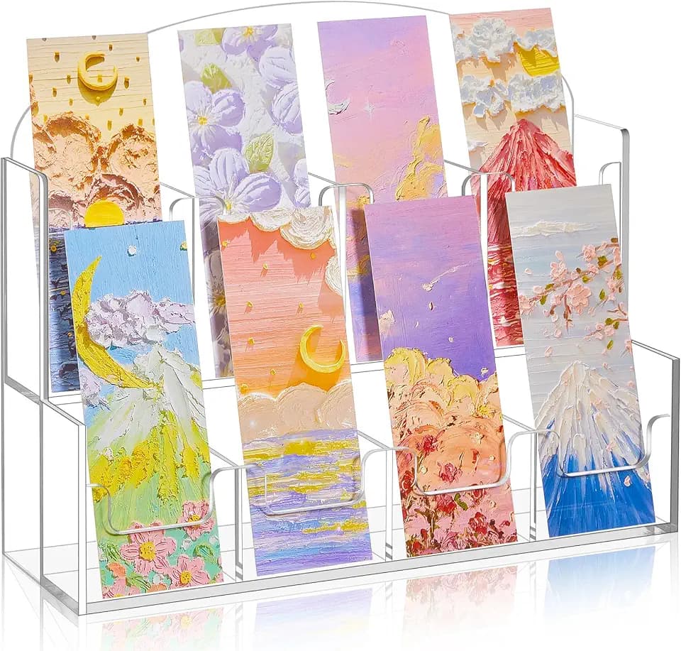Yuntau 8 Pockets Acrylic Bookmark Display Stand, Integrated 2.2" Holder