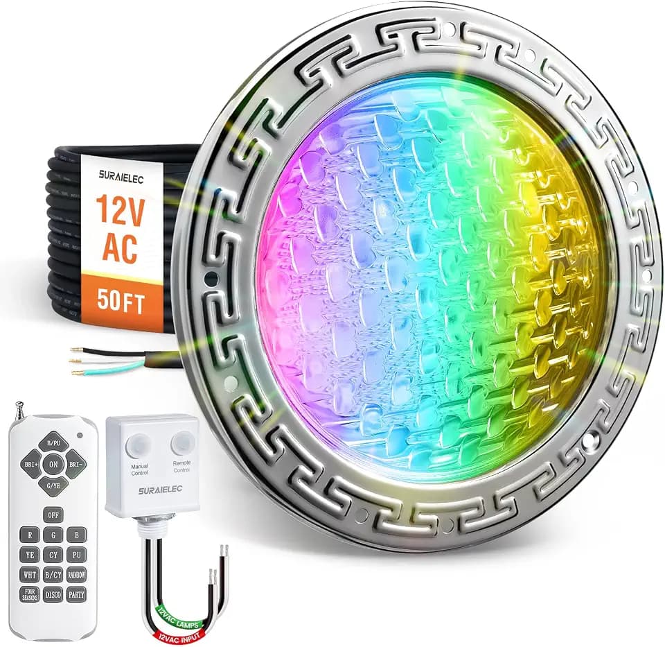 SURAIELEC 12V AC Pool Lights for Inground Pool, 10 Inch, Color Changing