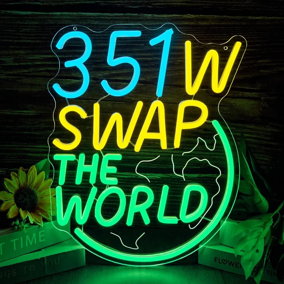 351 Garage Neon Sign LED Light 351W Swap The World for Man Cave Decor, V8 Engine Swap Wall Art for Muscle Car Hot Rod Shop, Automotive Mechanic Decoration Gifts for Him(11.2 * 14.3inch)