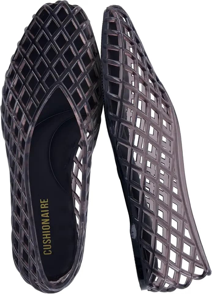 CUSHIONAIRE Siesta Jelly Ballet Flats for Women, Slip On Womens Jelly Shoes