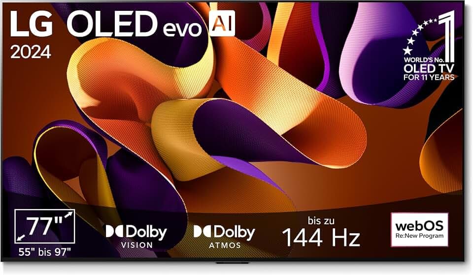 LG OLED77G48LW TV 77" (195 cm) OLED evo Fernseher (α11 4K AI-Prozessor, webOS 24, Dolby Vision, bis zu 120Hz) [Modelljahr 2024]