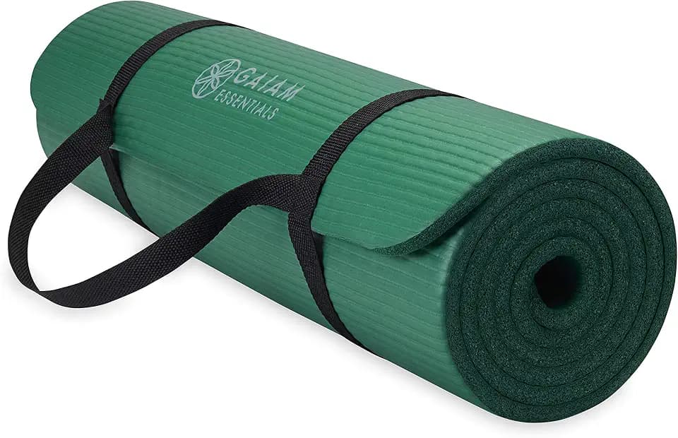 Gaiam Thick Yoga Mat, Exercise & Fitness Mat with Easy-Cinch Carrying Strap
