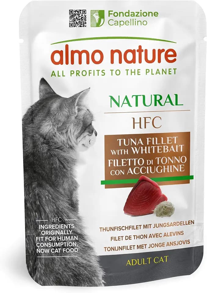 Almo Nature HFC Natural - Thunfischfilet mit Jungsardellen Katzenfutter nass 24er Pack (24 x 55g), 1er Pack (1 x 1.700 kilograms)