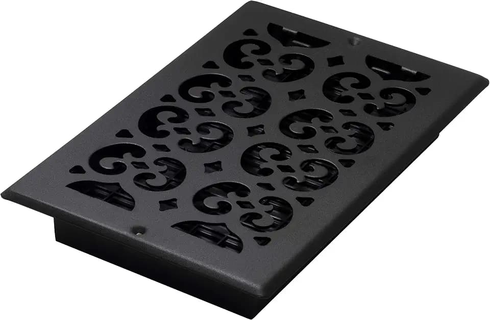 Decor Grates ST610W Scroll Design Wall/Ceiling Register, 6x10, Textured Black