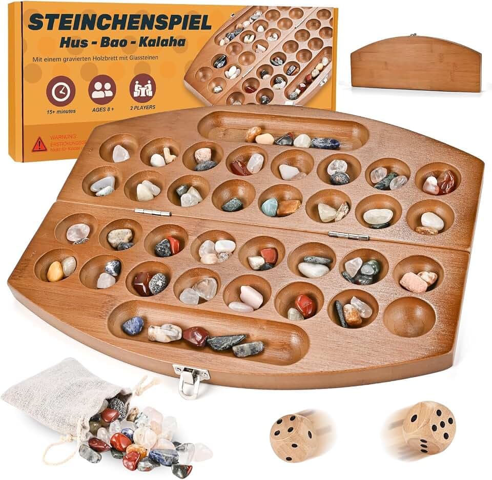 Wooderma Hus Bao Kalaha Steinchenspiel Mancala aus Holz