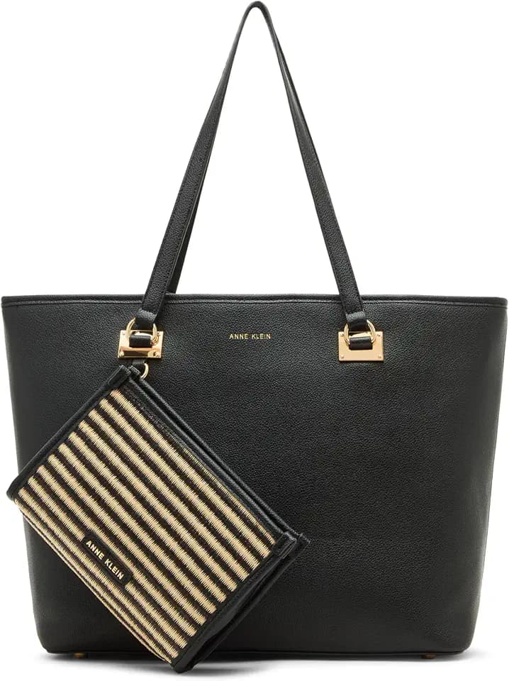 Anne Klein Womens Work Tote with Pouch, Black