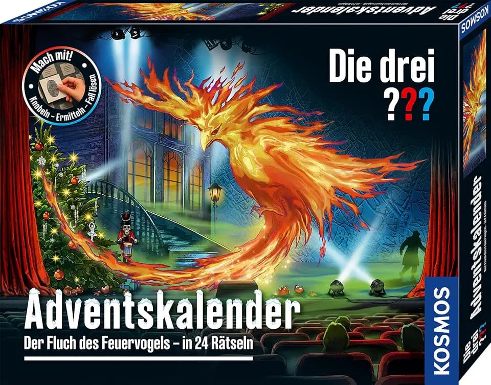 Die DREI ??? Adventskalender 2026, Der Fluch des Feuervogels in 24 Rätseln