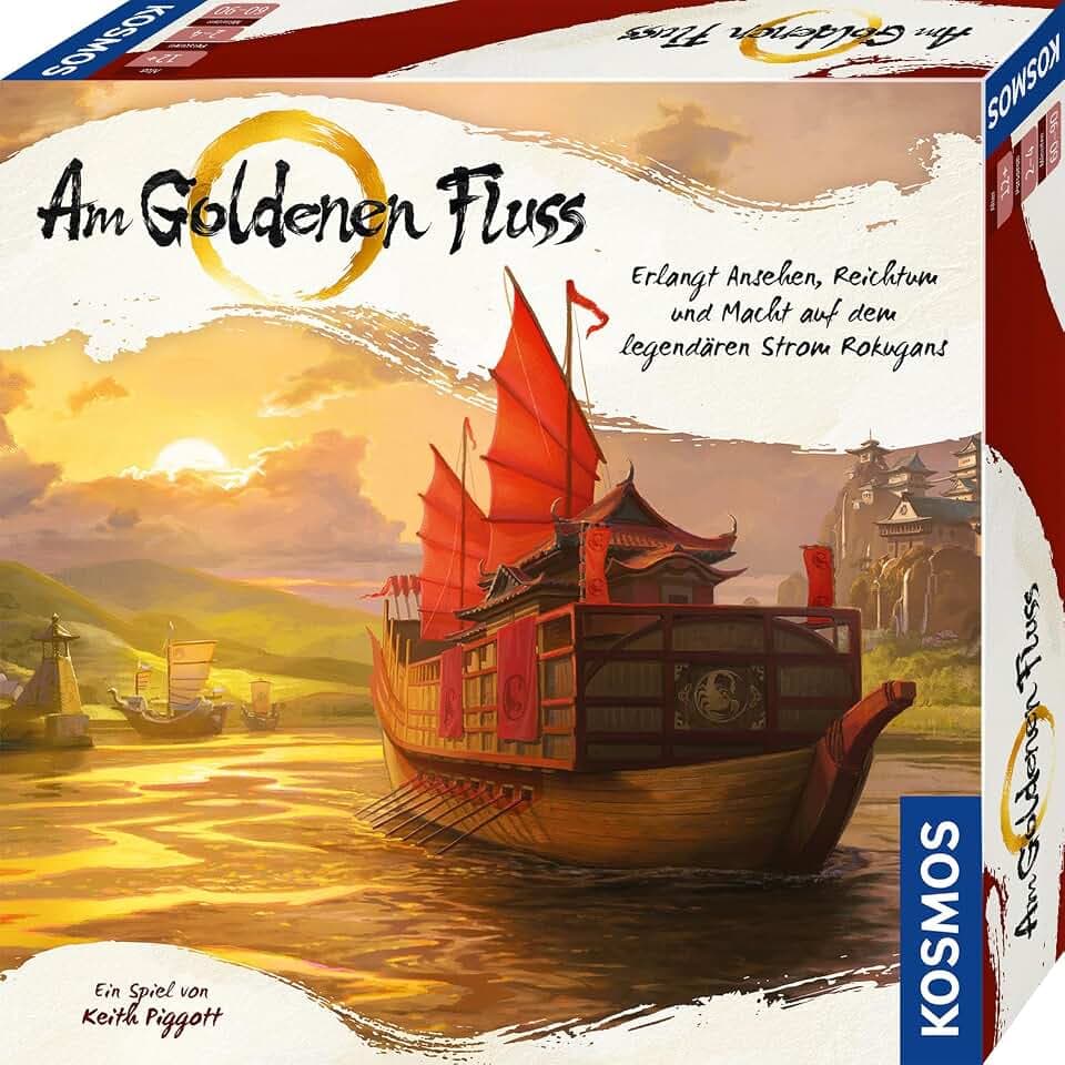 Kosmos Am goldenen Fluß, Strategiespiel für Kenner | Mit taktischer Tiefe und Vorausplanung, für 2-4 Personen ab 12 Jahre, Spielplan mit Goldprägung, cleverer Würfelmechanismus