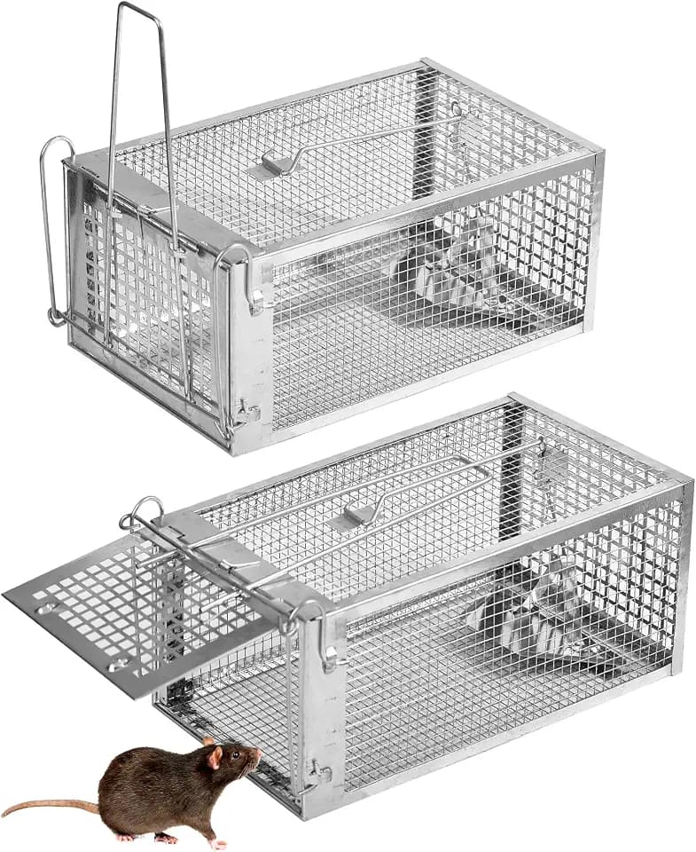 LAOYE XXL Lebendfalle Mausefalle 2er-Pack Rattenfalle lebend -27 x 14 x 11 cm Maus & Ratte Käfigfalle für Innen & Außen - Lebendfalle für Mäuse