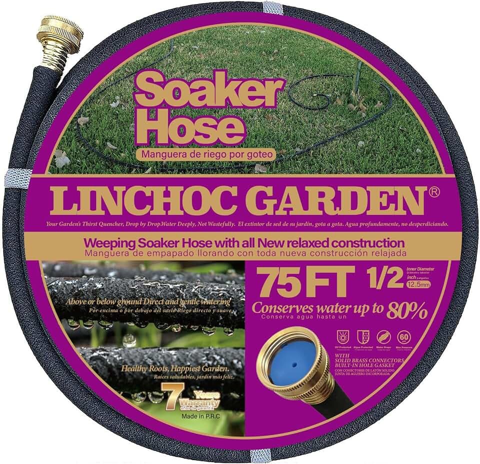 1/2 Inch 75FT Soaker Hose - Lightweight Flexible Design for Sprawling Spaces | Eco-Friendly & Root-Targeted Watering