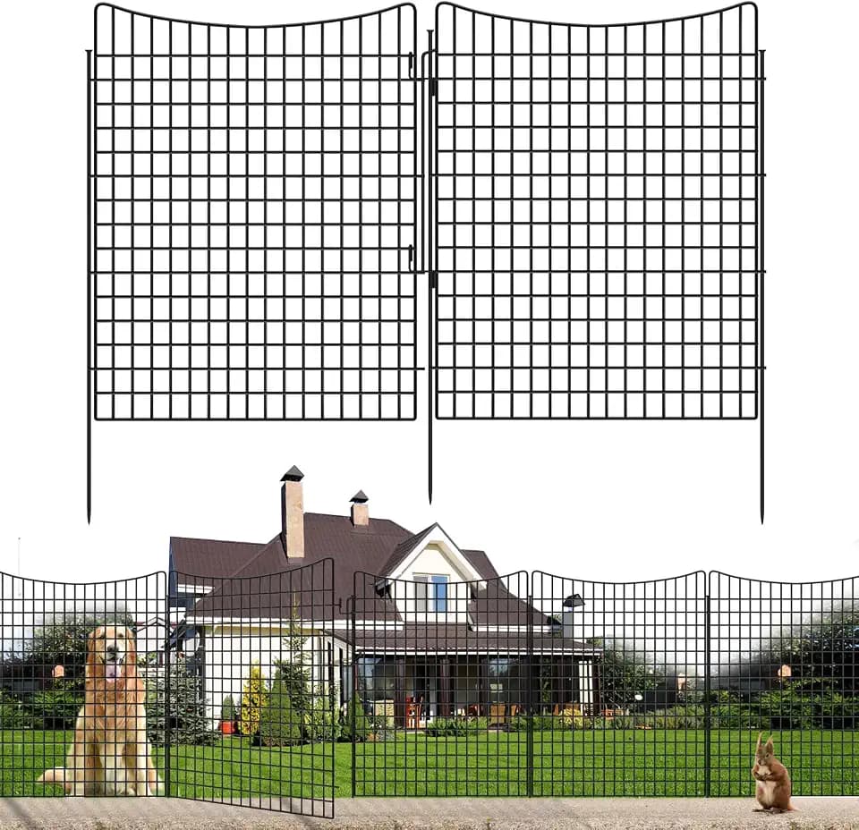 12 Panels 36 in(H) X 27ft(L) Dog Fence Outdoor for Yard with Lock, Garden Fence Animal Barrier, Decorative Metal Wire Fence Panel Tall Fencing for Garden, Patios, Flower Bed