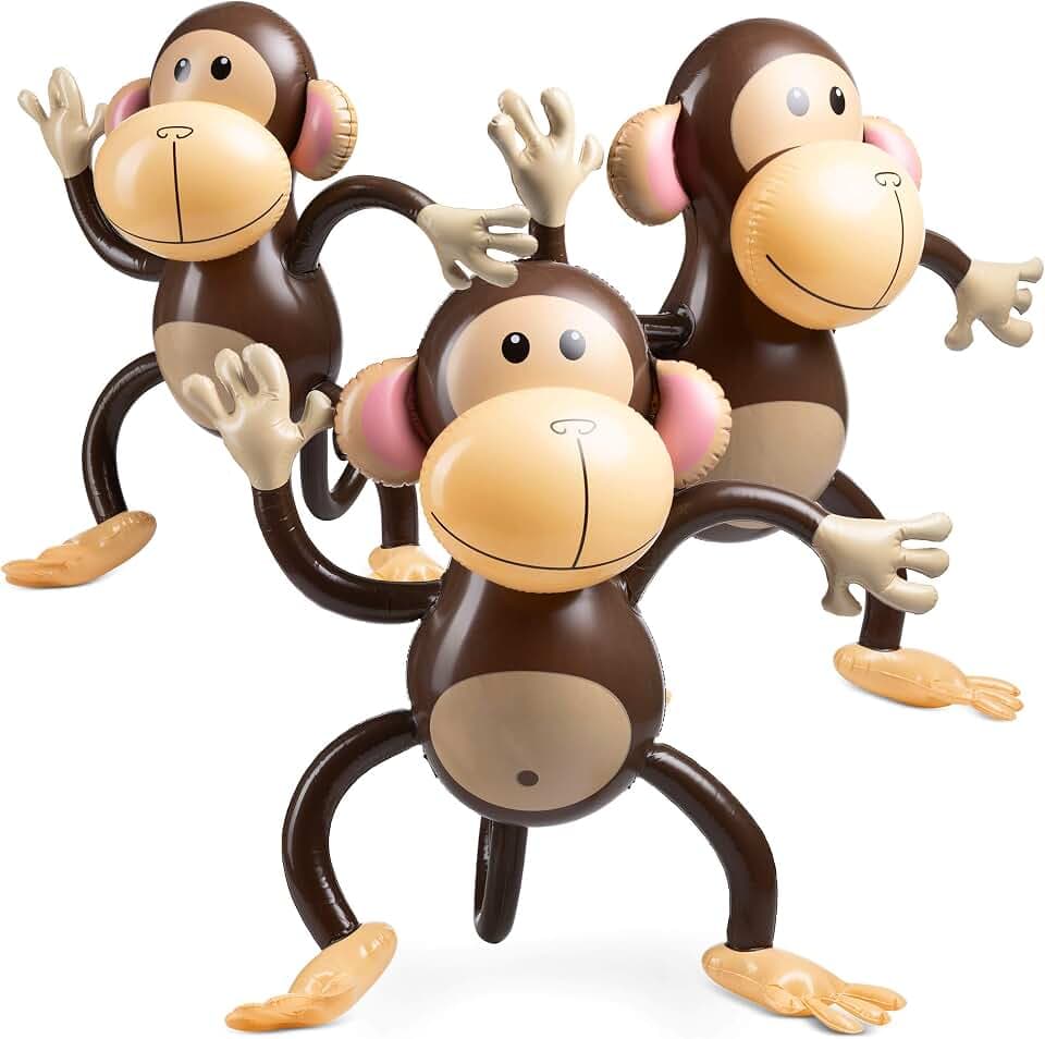 Großer aufblasbarer Affe (3er-Pack) 68,6 cm für Kinder und Kleinkinder