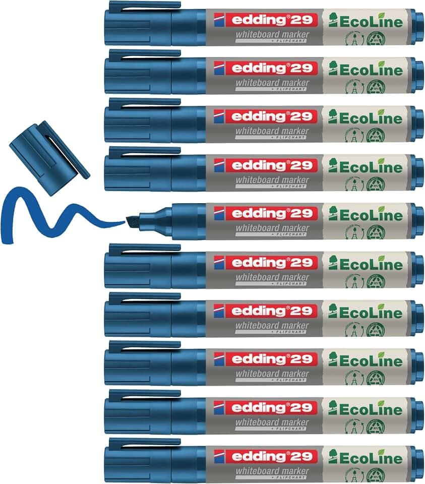 edding 29 Whiteboardmarker – blau – 10er-Pack - Keilspitze 1–5 mm