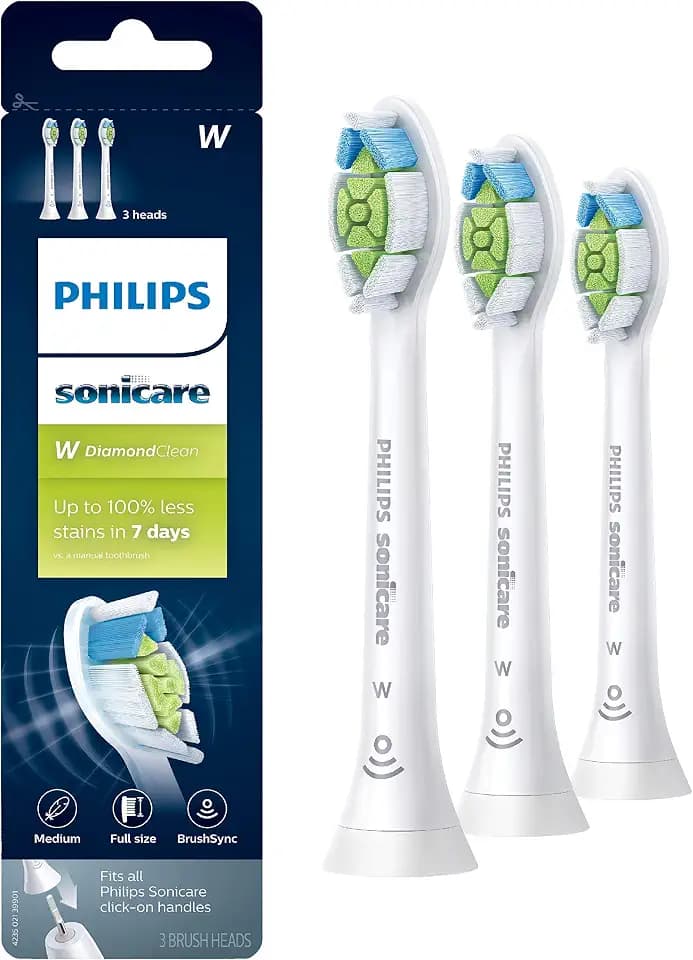 Philips Sonicare W DiamondClean Brush Heads, 3-Pack, 9 Month Supply, White