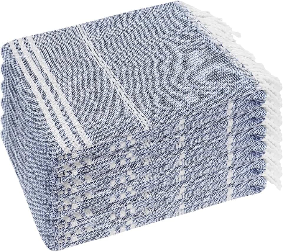 YSYJ Turkish Beach Towel 6 Pack Beach Towels 36"x71" Beach Towel Oversized Sand Free Turkish Towel Quick Dry Bath Towels Navy
