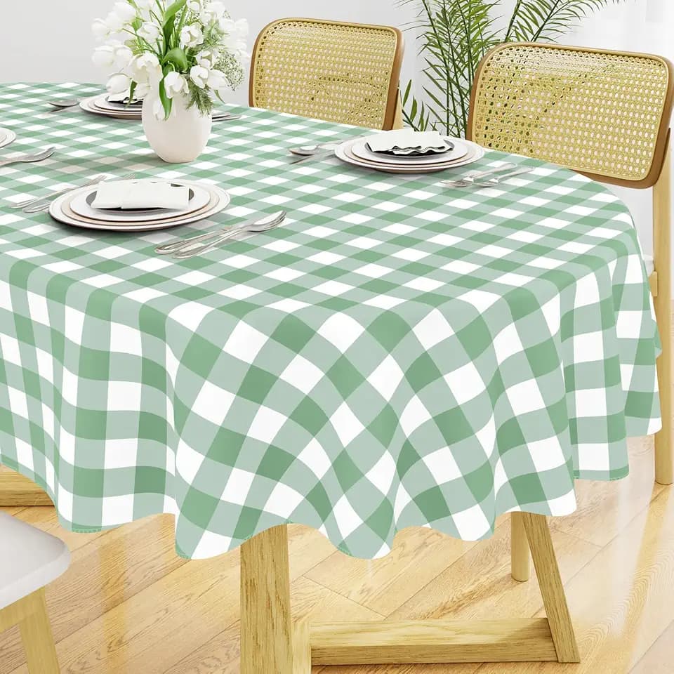 Smiry Oval Table Cloth, Vinyl Tablecloths with Flannel Backing, 60"x102"
