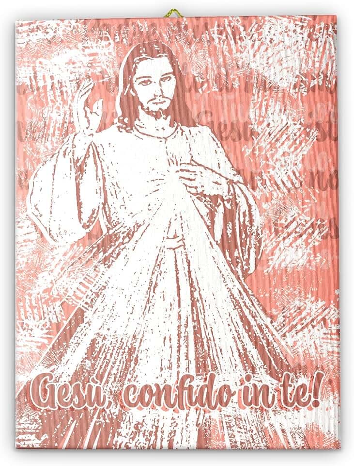 Fratelli Bonella | Leinwandbild Pop-Art Jesus Misericorsioso f.to 30 x 40 cm | Made in Italy