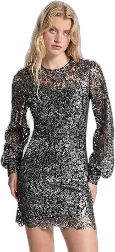 Michael Kors Women's Metallic Lace Long Sleeve Mini Dress