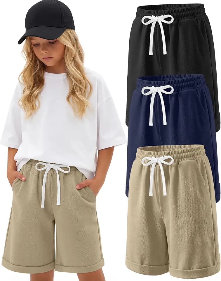 3 Pack Girls' Bermuda Cotton Cargo Shorts