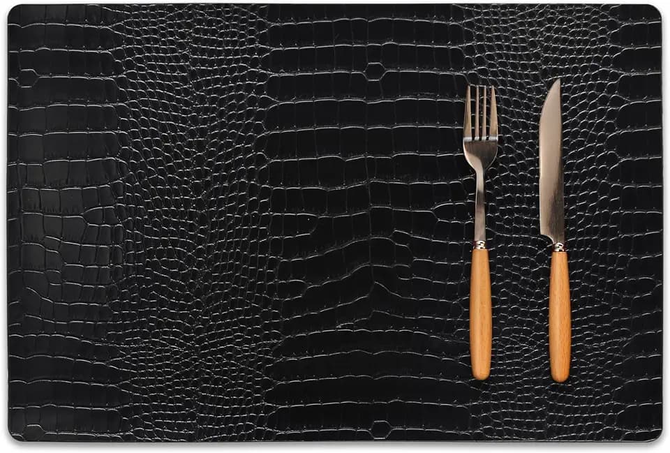 Set of 8 Faux Leather Placemats, PU Table Mats, Waterproof, Stain Resistant, Heat Resistant, Easy to Clean for Kitchen Dining Table,Conference Table