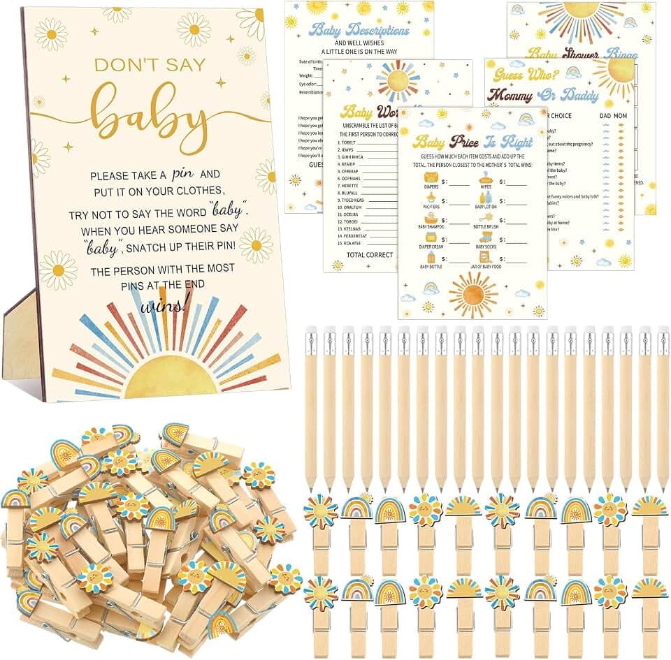 Patelai 321 Pcs Here Comes The Son Baby Shower Decorations Games Supplies