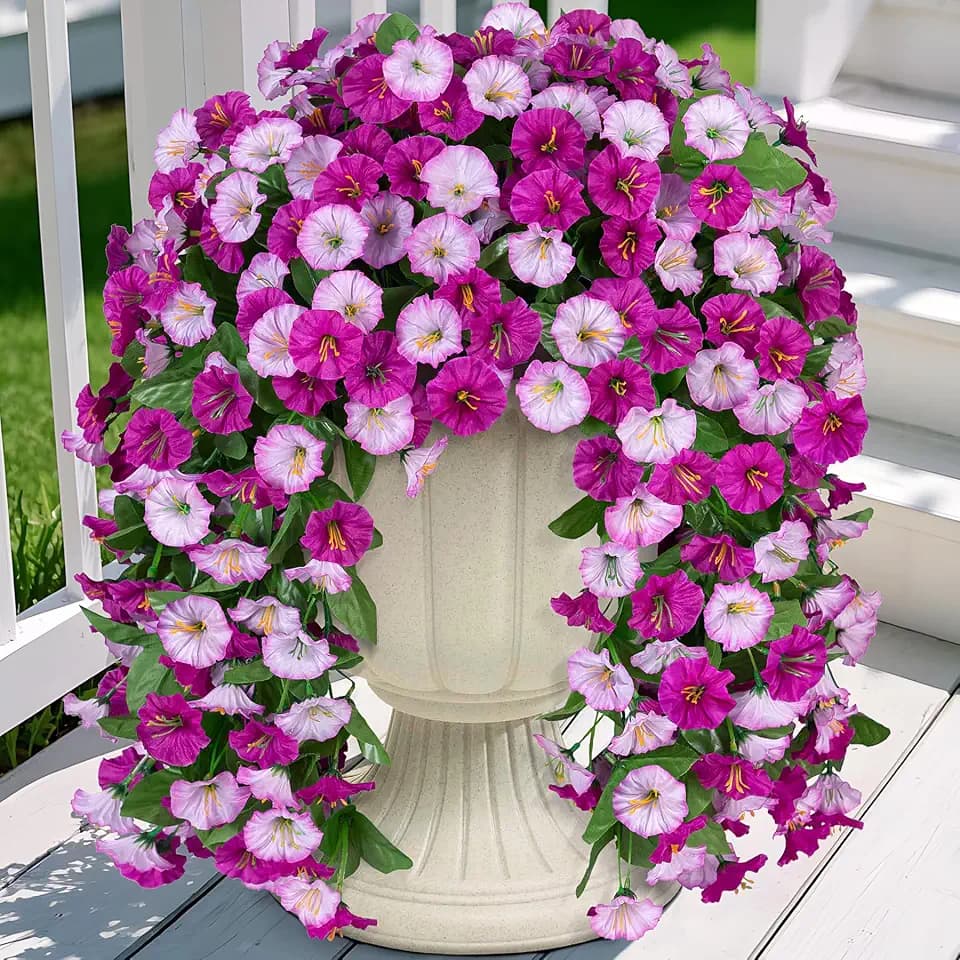 INXUGAO Artificial Petunias Flowers for Outdoor, UV Resistant Fake Plant