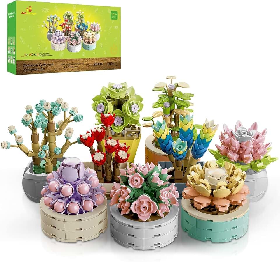 JMBricklayer Blumen Sukkulenten Bonsai Bausteine Set 20104, Blumenstrauß Klemmbausteine für Erwachsene, Home Dekor, Botanical Collection, Geburtstagsgeschenke zum Muttertag für Mädchen und Frauen