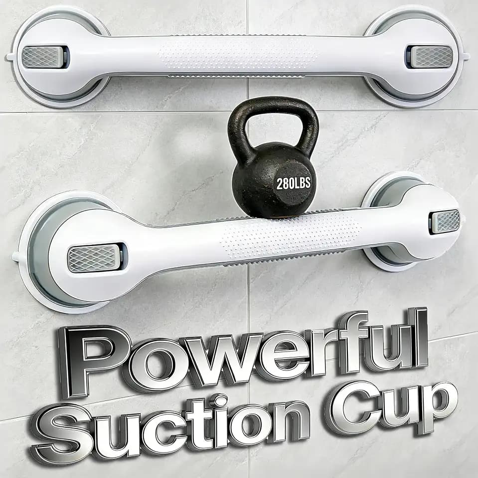 2 Pack 16.2” Grab Bars for Bathtubs and Showers, Shower Handles for Elderly Suction Cup Grab Bars for Shower Wall Heavy Duty, Safety Grab Bar for Seniors Suction Bathroom, No Drilling