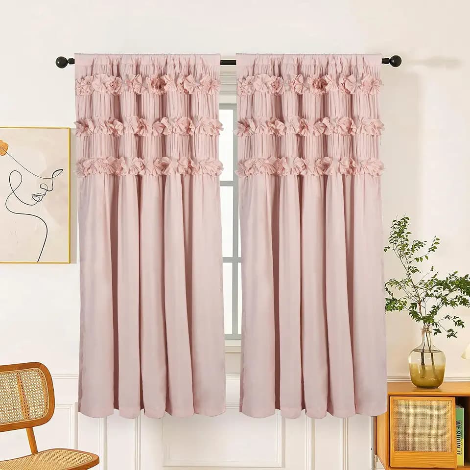Homechoice Decor Luxurious Peach Pink Blackout Curtains 42"W x 63"L (Pair)