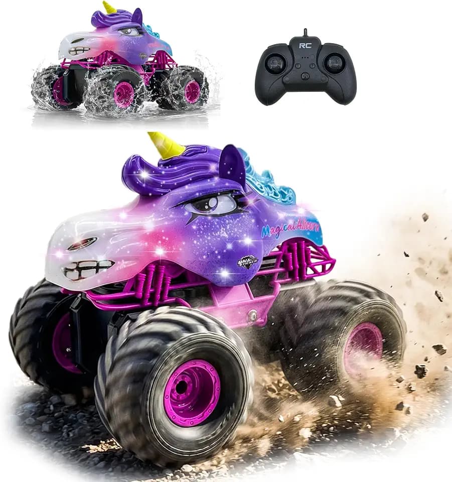 Unicorn RC Car for Girls 1:18 Amphibious Off-Road Monster Truck LED Lights