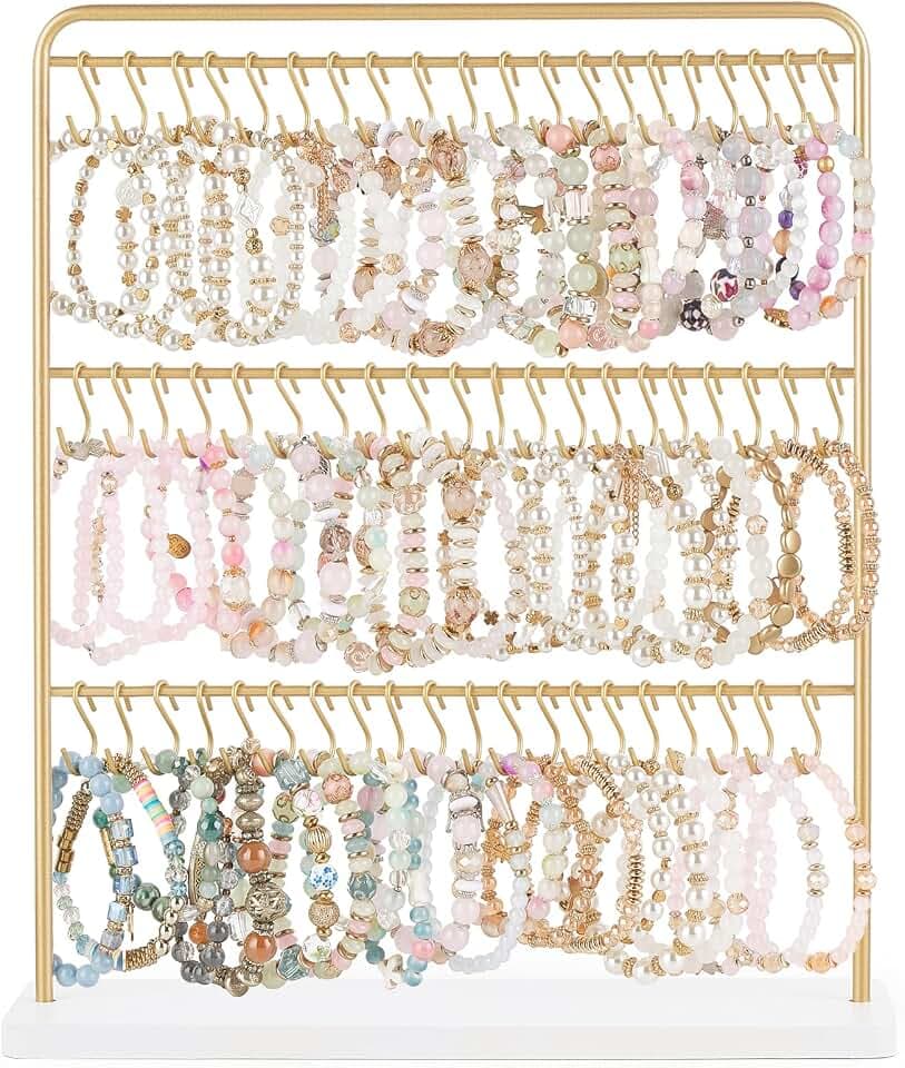Mkono Bracelet Holder Display, 60 Hooks Jewelry Necklace Organizer Stand