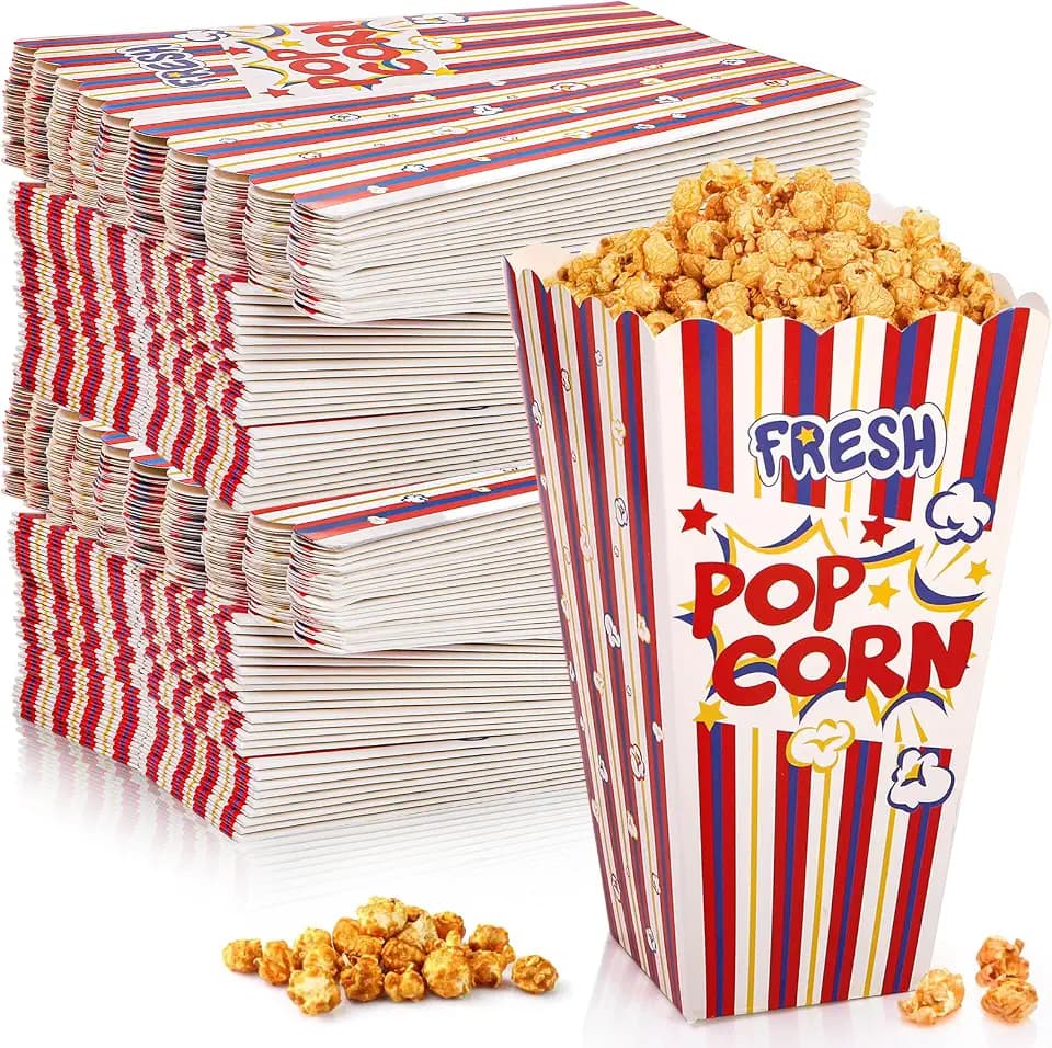 Covzoe 100 Pack Popcorn Boxes, 7.9" Tall and 4.5" Square Popcorn Containers