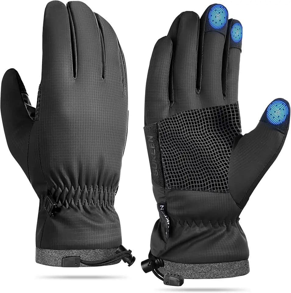 Sukeen Winterhandschuhe Herren Damen Thermo Fahrradhandschuhe Herren Winter Touchscreen wasserdichte Handschuhe mit Anti-Rutsch zum Radfahren Laufen Skifahren Autofahren Wandern Arbeiten (Schwarz, M)