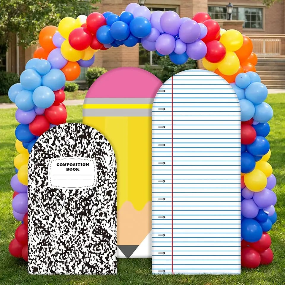 3 Pack Back to School Decoration Notebook Arch Backdrop Cover
