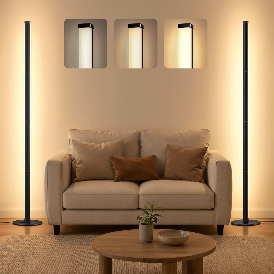 VASAGLE 2er Set LED Stehlampe Wohnzimmer, Dimmbar, 12W 1200LM, 3000K