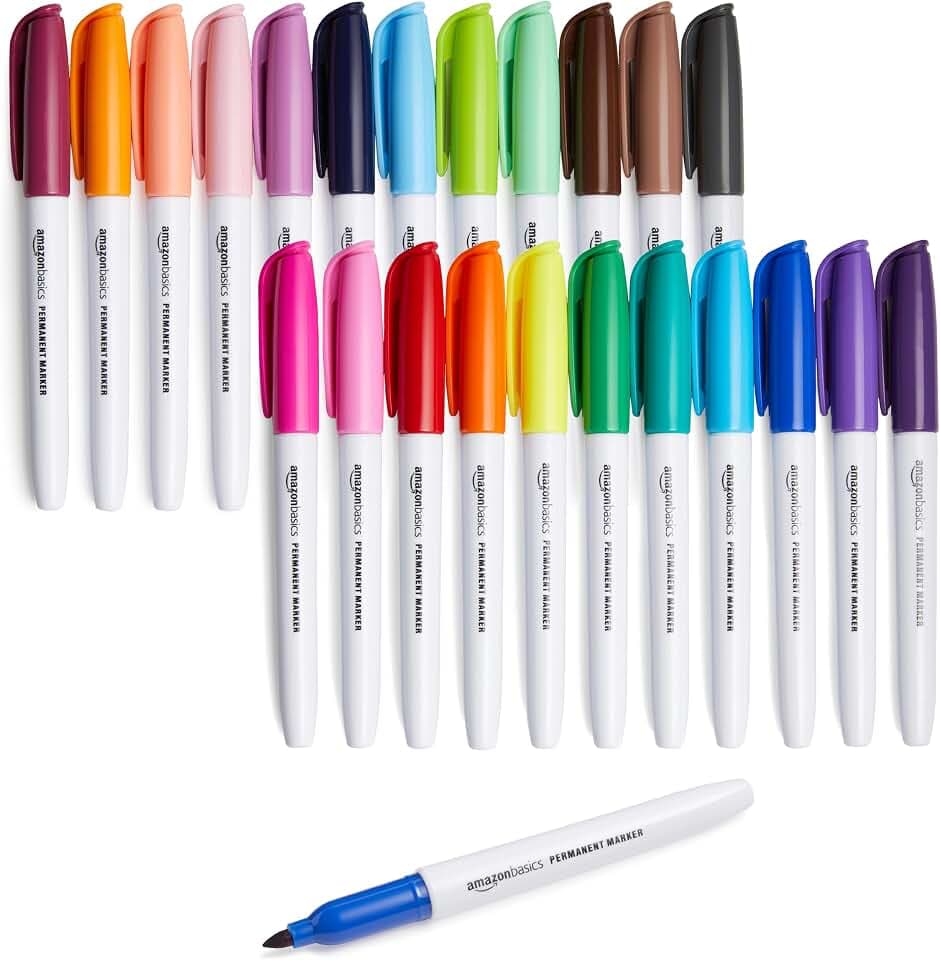 Amazon Basics Permanent Marker, 24 Stück, 1er-Packung, Sortiert