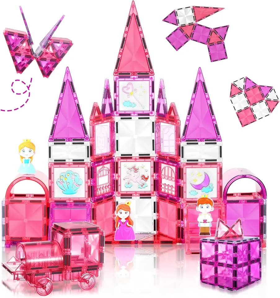 Magnetic Tiles 101PCS Pink Princess Car STEM Toy 3-8