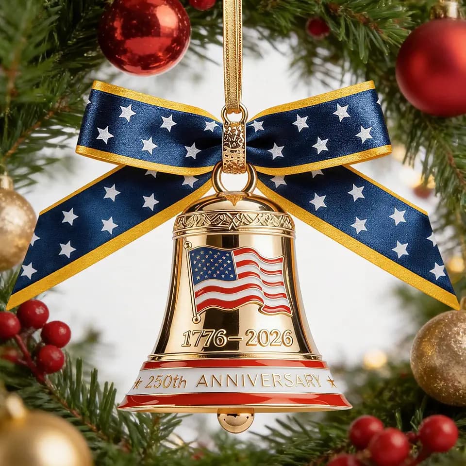 250 Anniversary USA Ornament for Fourth of July Decorations, 3D Metal 1776-2026 Liberty Bell Patriotic Ornaments Independence Day Decorations, 4th of July Gifts for Men Women