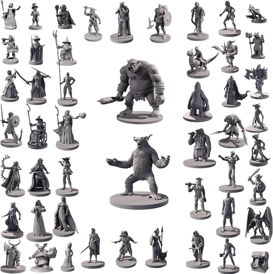 Path Gaming 50 Einzigartige Miniaturen Fantasy Tabletop RPG Figuren für Dungeons and Dragons, Pathfinder Rollenspiele, 28 mm Skalierte Miniaturen, Bulk Unlackiert
