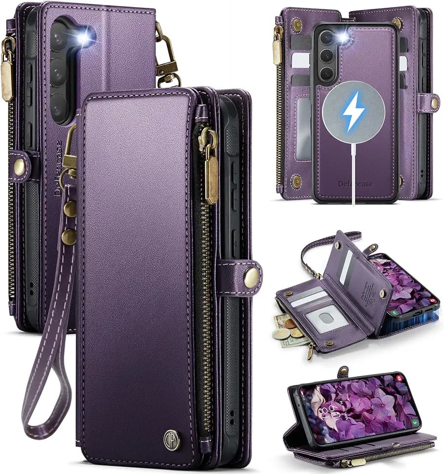 Defencase for Galaxy S23 Case Wallet Compatible with Magsafe 6.1", Purple