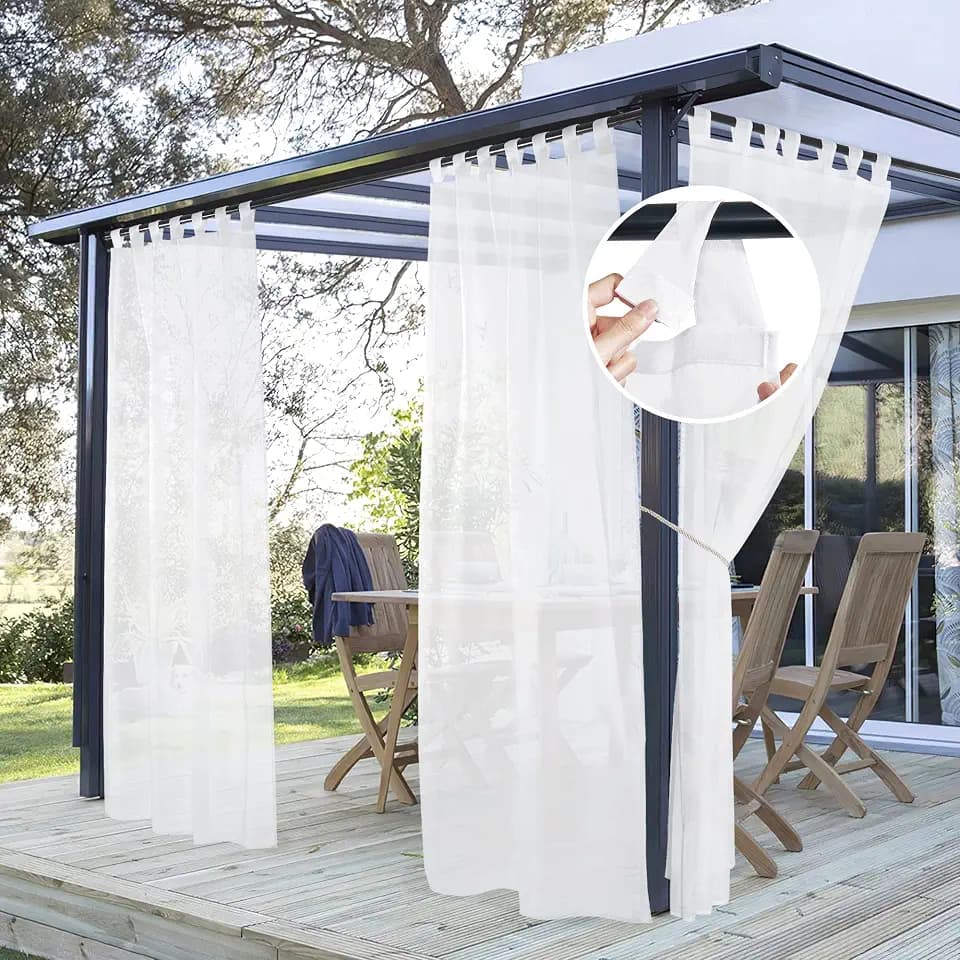PONY DANCE Outdoorvorhang Weiß Transparent Outdoor Gardinen für Pavillon