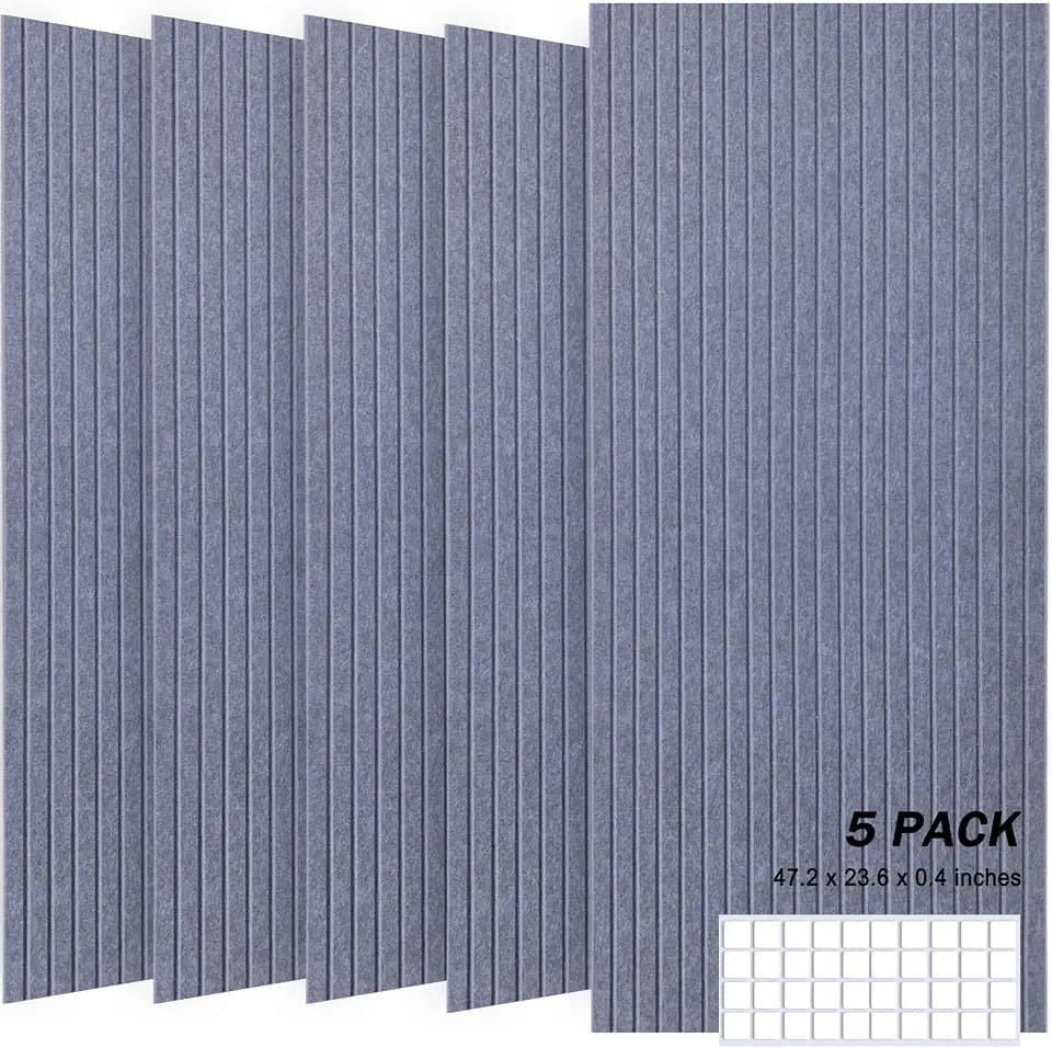 Large Acoustic Wall Panels, 5 Pack,47" x 23.6",Dark Grey