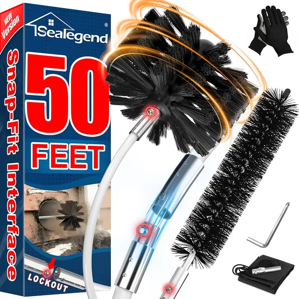 Sealegend 50Ft Dryer Vent Cleaner Kit, Flexible Lint Remover